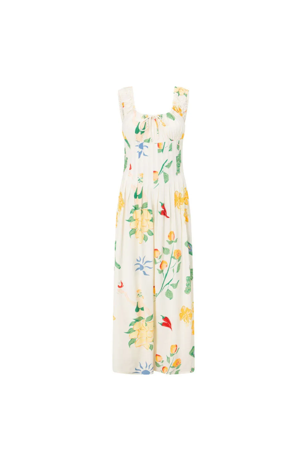 Square Neck Floral Print Maxi Dress