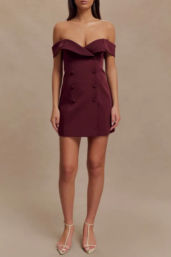 Off Shoulder Suiting Mini Dress