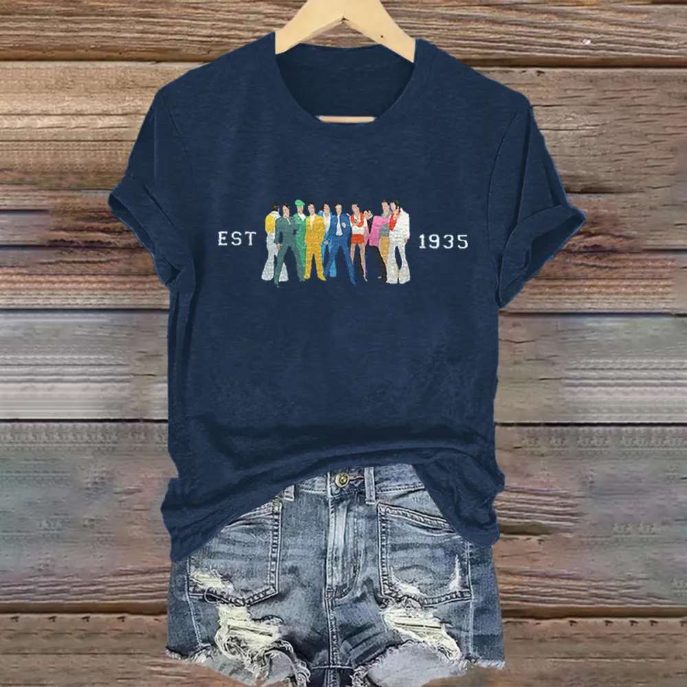 Women's Est 1935 Print Short Sleeve Round Neck Cotton T-Shirt