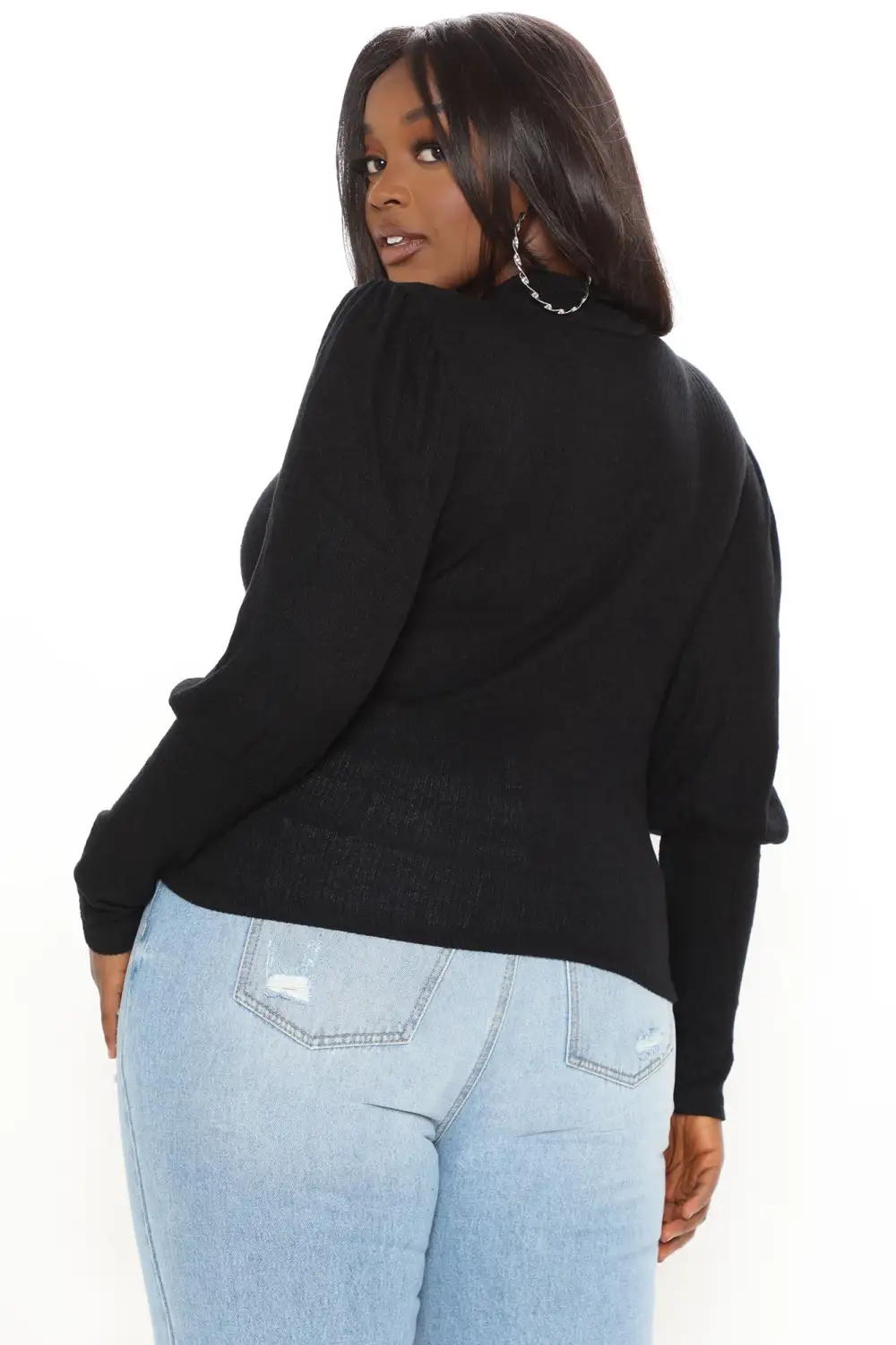 Evermore Balloon Sleeve Top - Black