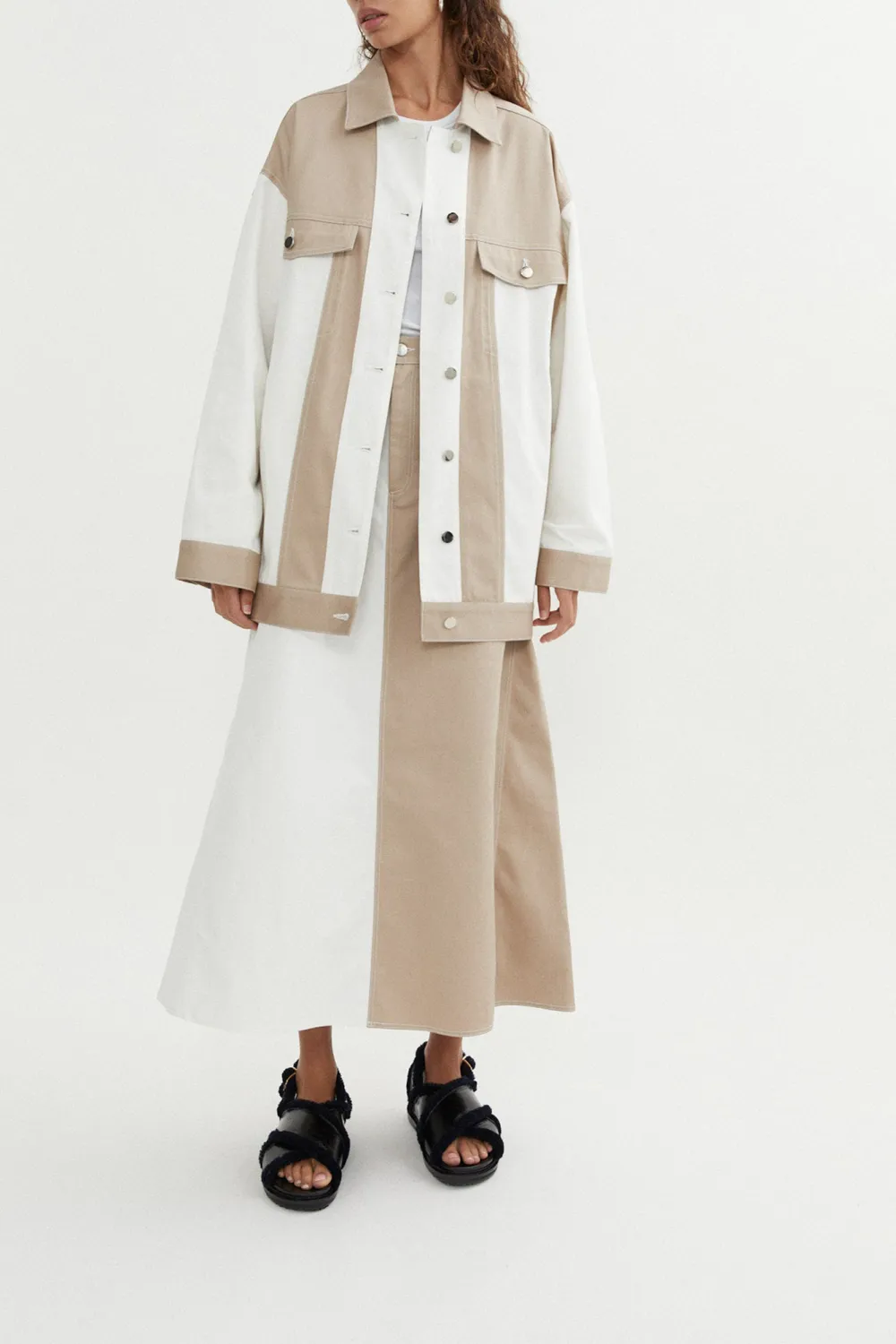 Classic Splicing Symmetry Contrasting Color Jacket