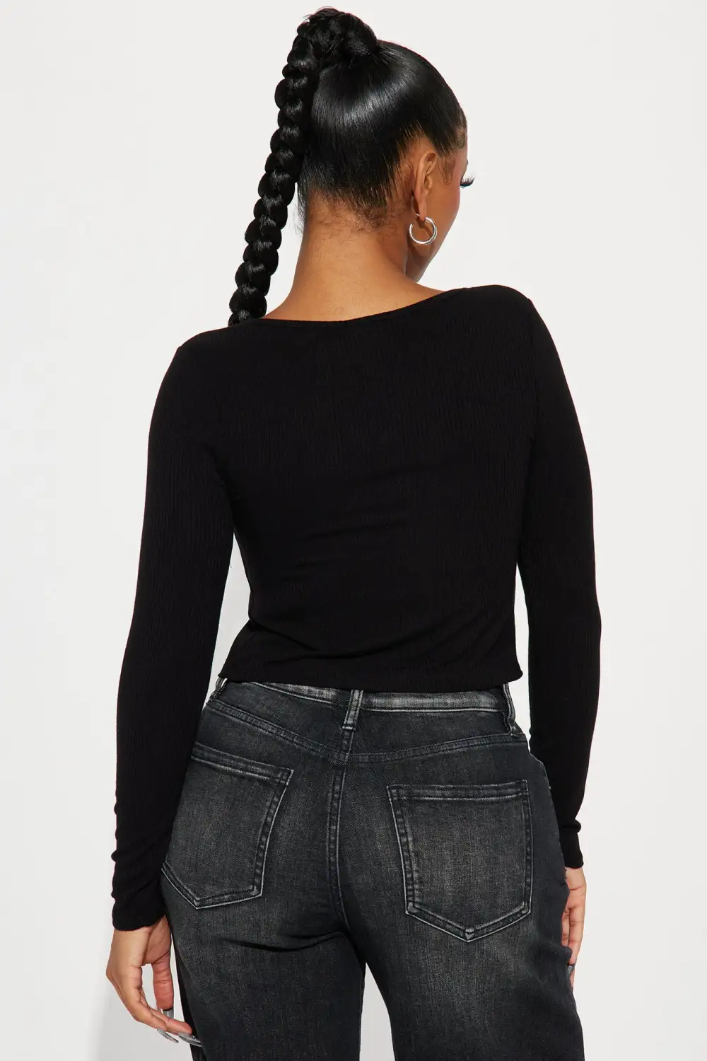 Alana Ribbed Top - Black