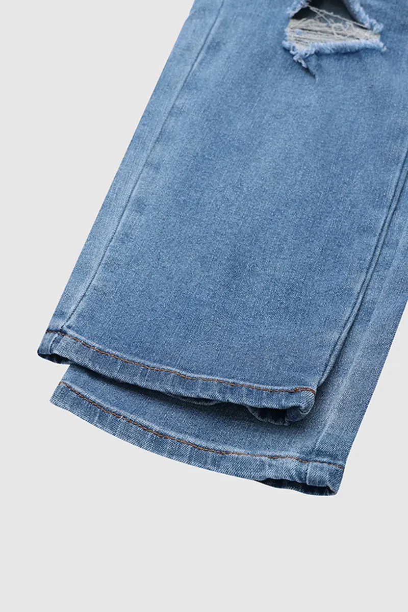 Ladder Ripped Low Rise Skinny Jeans