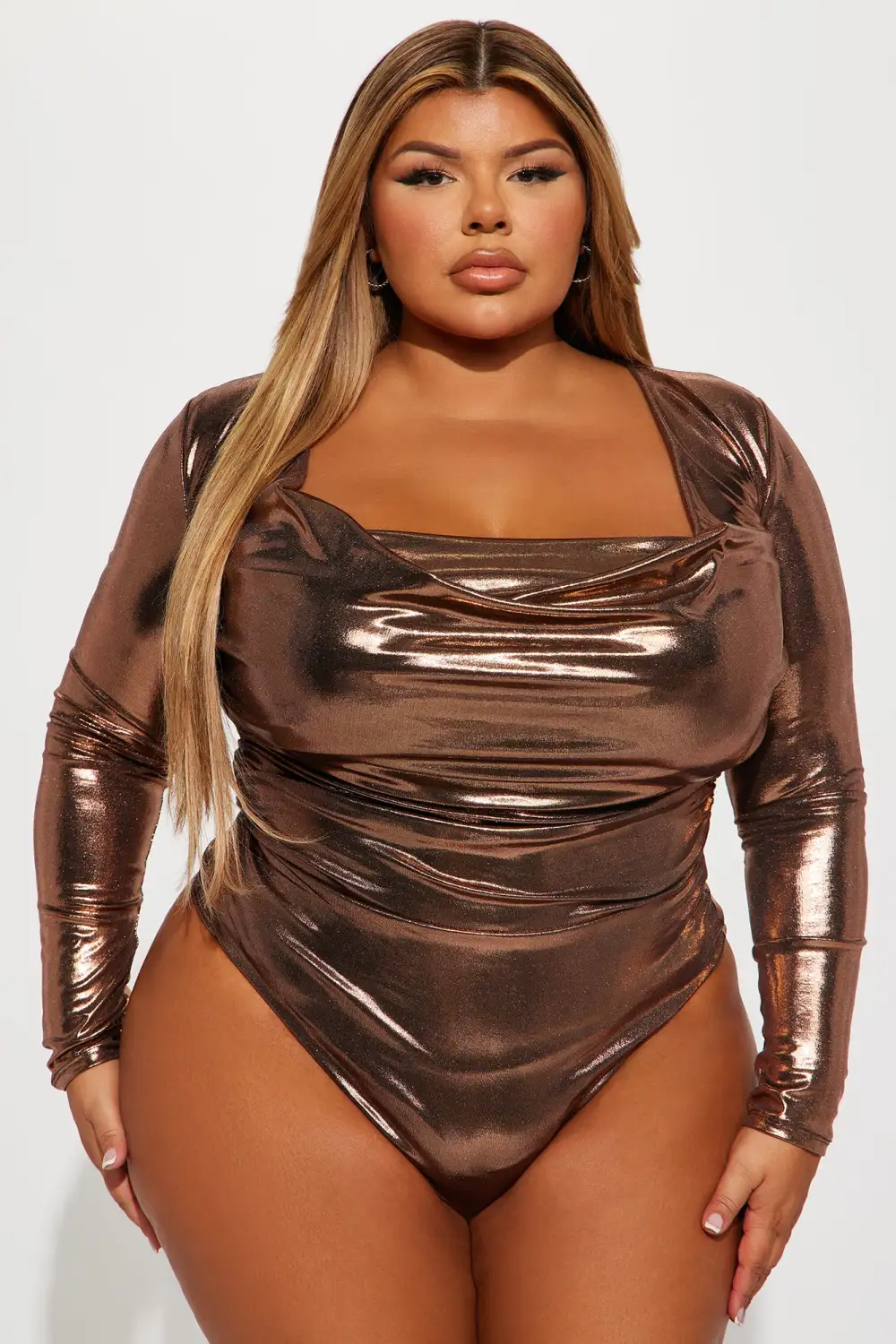 Cassandra Metallic Bodysuit - Bronze