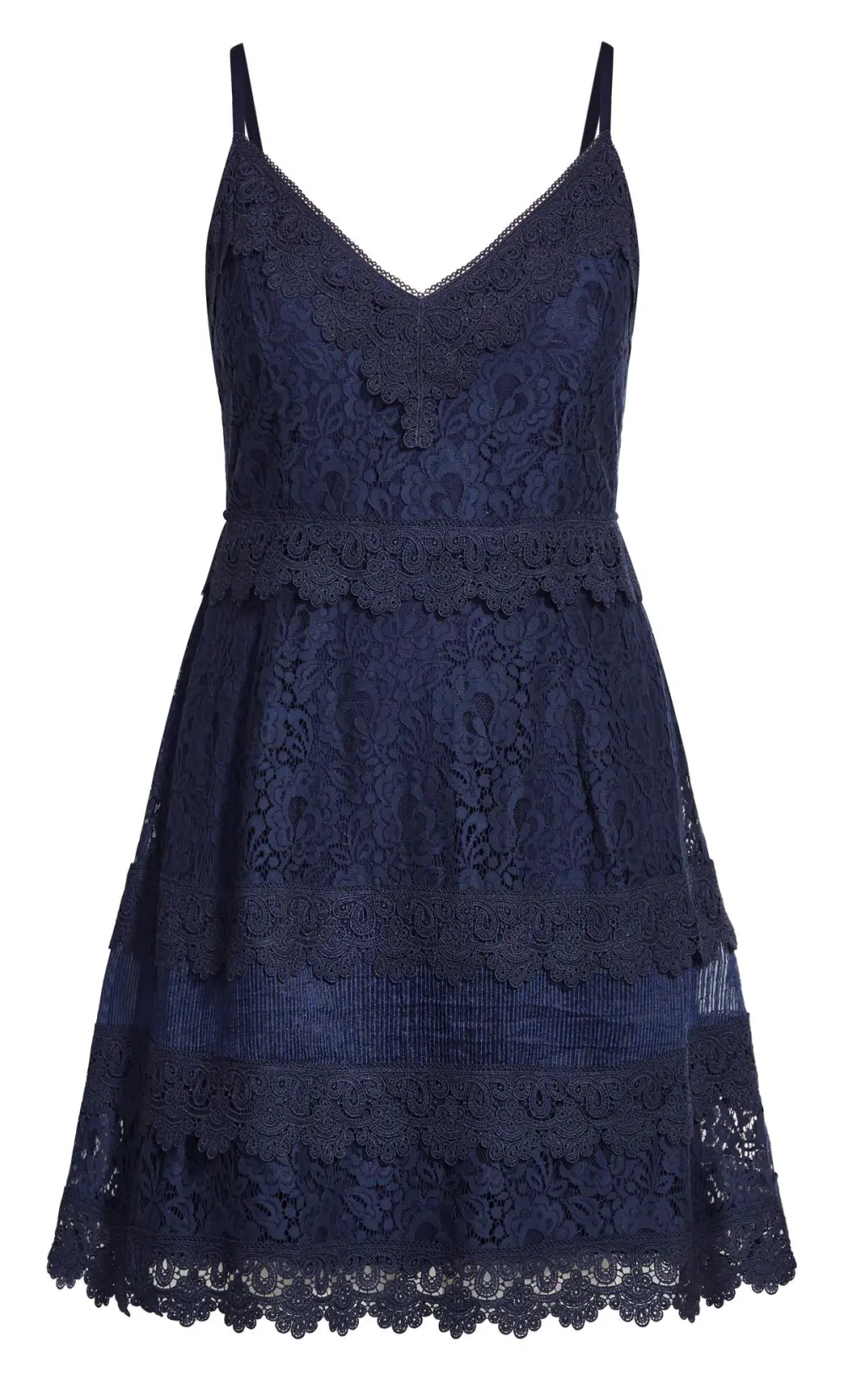 Evans Navy Blue V-Neck Lace Midi Dress