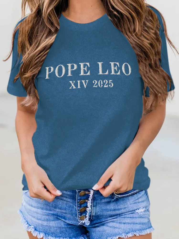 Women'S Pope Leo Xiv 2025 Round-Neck Short-Sleeved T-Shirt