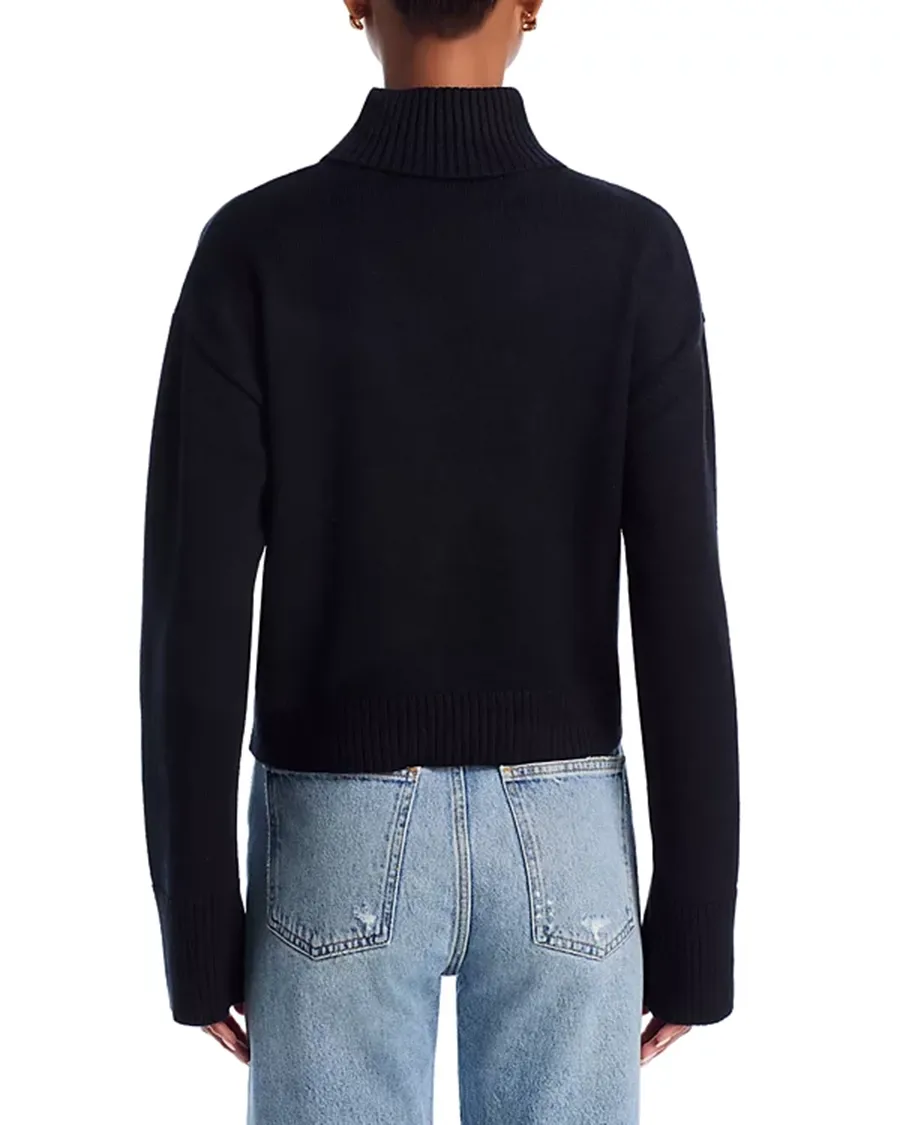 Cropped Turtleneck Heart Patch Sweater