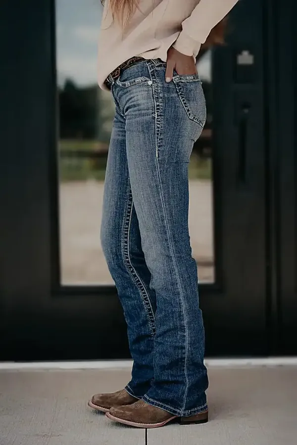 Ripped Low Waist Bootcut Jeans Without Belt