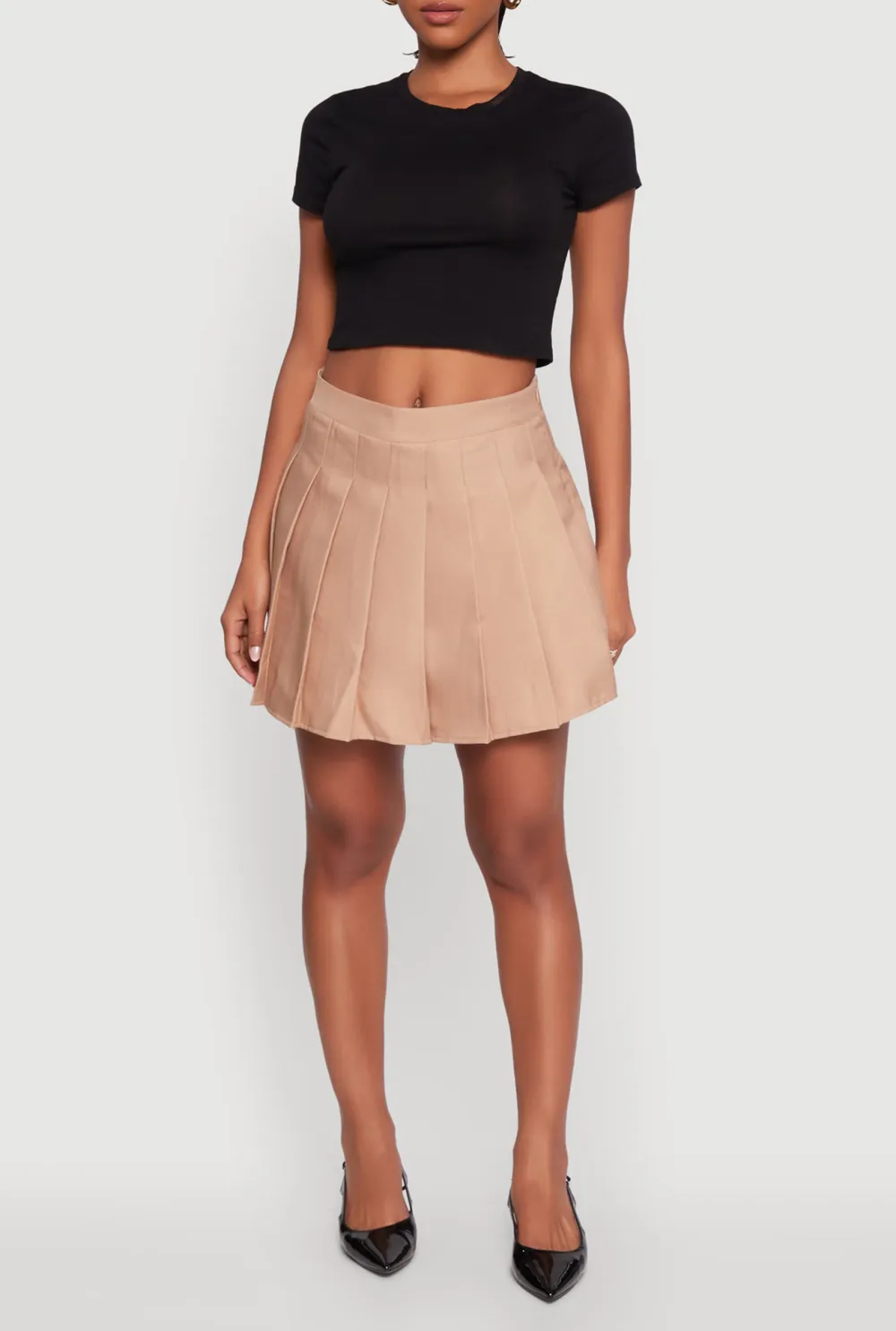 Solid Color Pleated Skirt