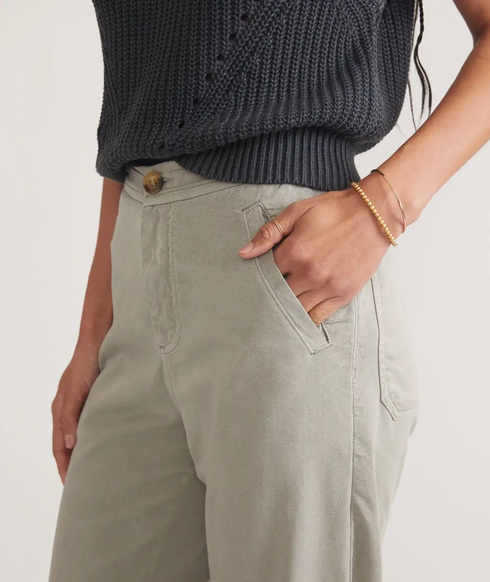 Light Gray Straight-Leg Trousers