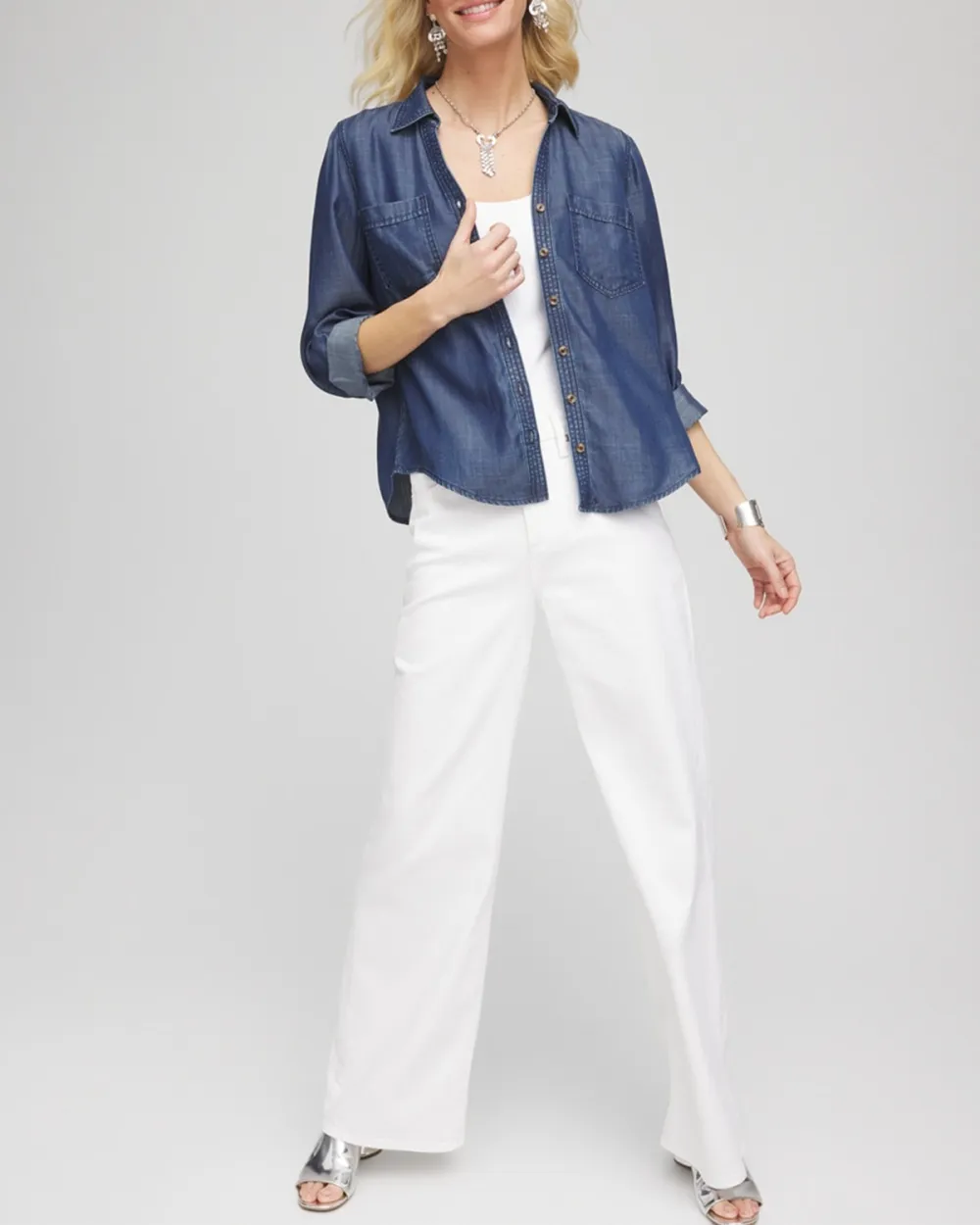 Denim Long Sleeve Button Up Shirt