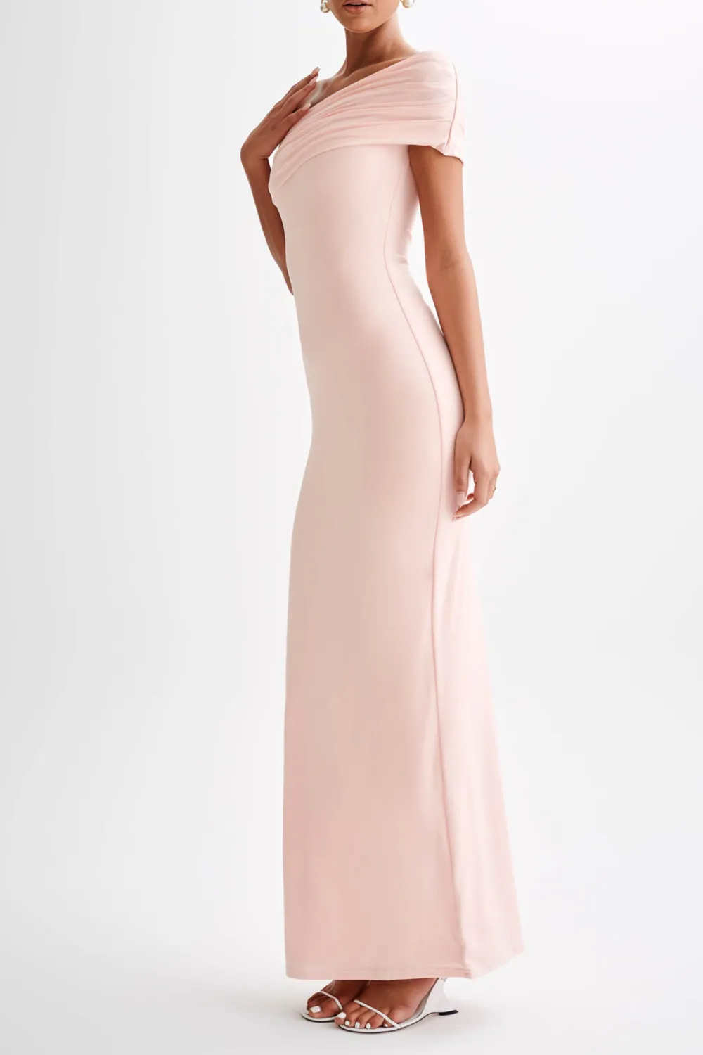 Off Shoulder Slinky Maxi Dress