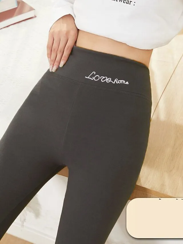 Women‘s Thermal Underwear Pants Nude Purple Pink High Waist Fashion Casual Daily High Elasticity Ankle-Length Thermal Warm Plain M L XL 2XL 3XL / Skinny