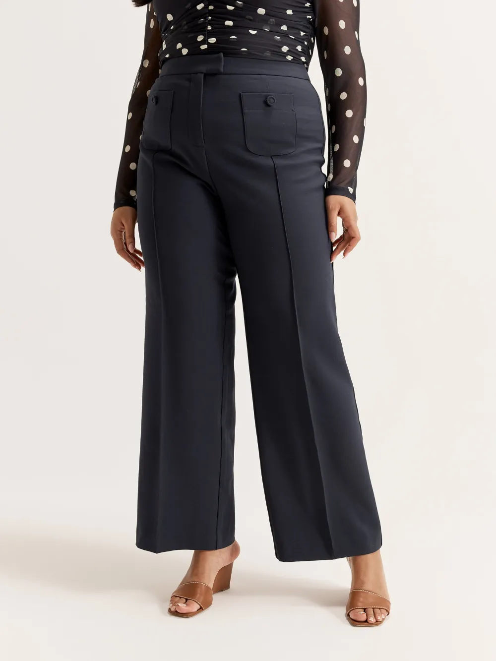 Navy Wide Leg Pants