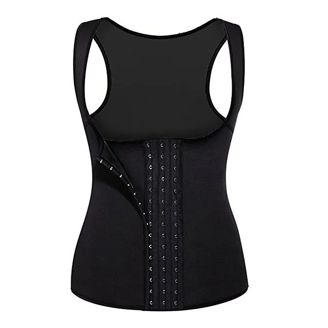 Hot Sweat Workout Tank Top Slimming Vest Body Shaper Sweat Waist Trainer Corset Sports Neoprene Yoga Fitness Gym Workout No Zipper Adjustable D-Ring Buckle Tummy Control Weight Loss Strengthens