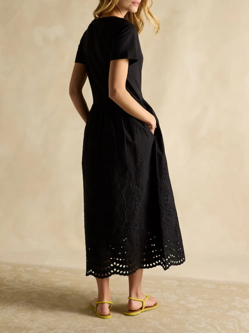Classic Soft Breathable Plain Lace Hem Cotton Dress