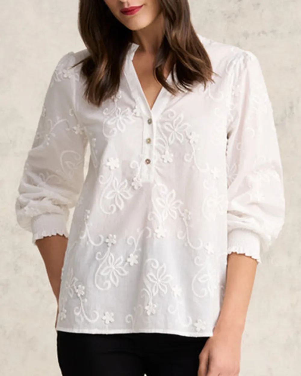 3D Floral Cotton Blouse