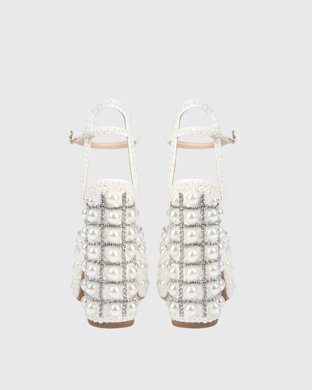 Rhinestone Pearl Platform Strap Sandals