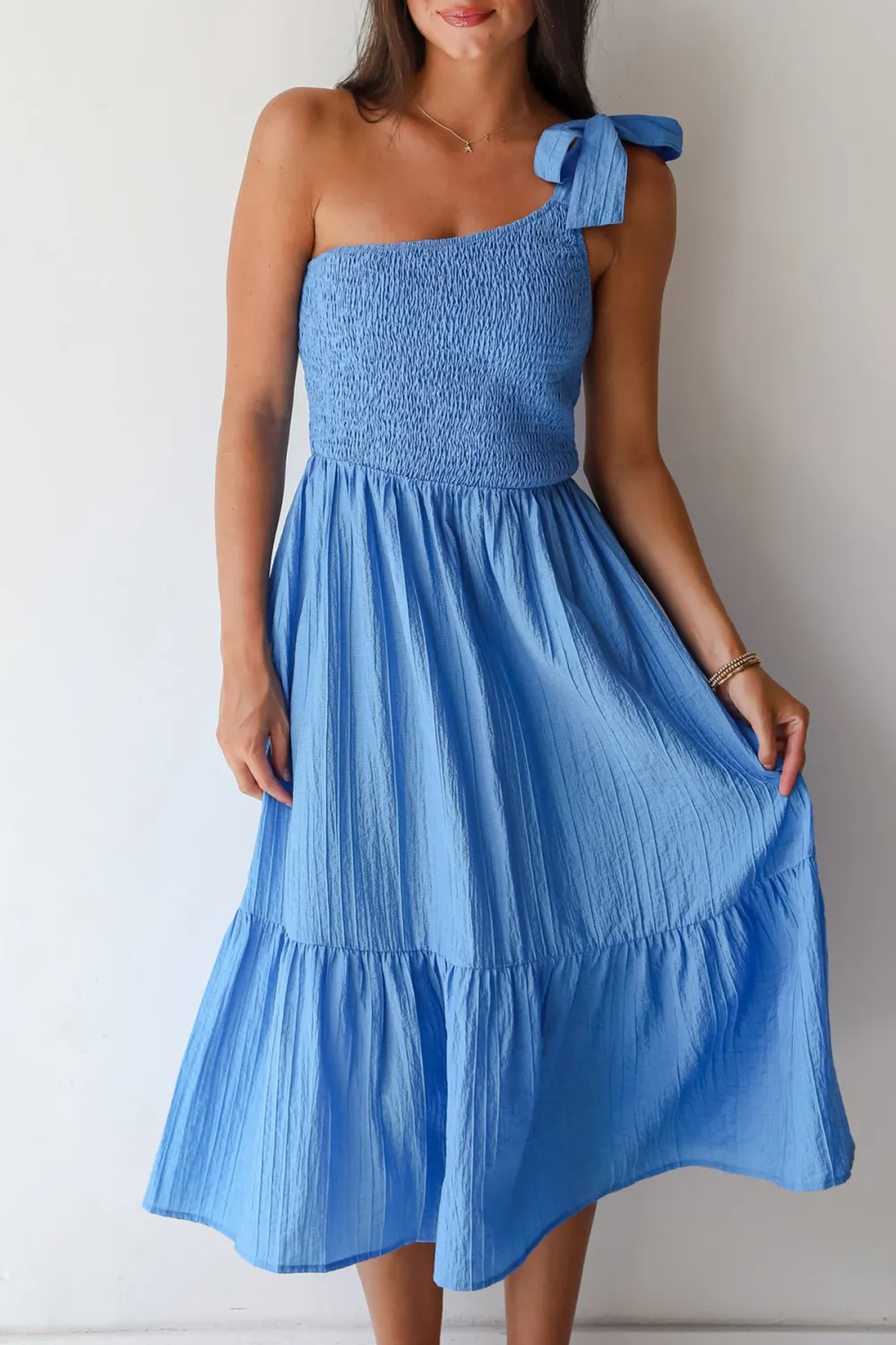 Dedicated To Glamour Blue One-Shoulder Midi Dress
