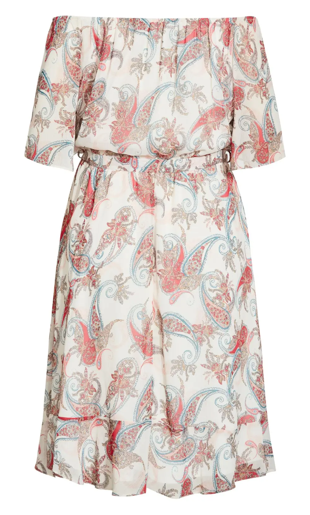 Evans White Paisley Print Cold Shoulder Midi Dress