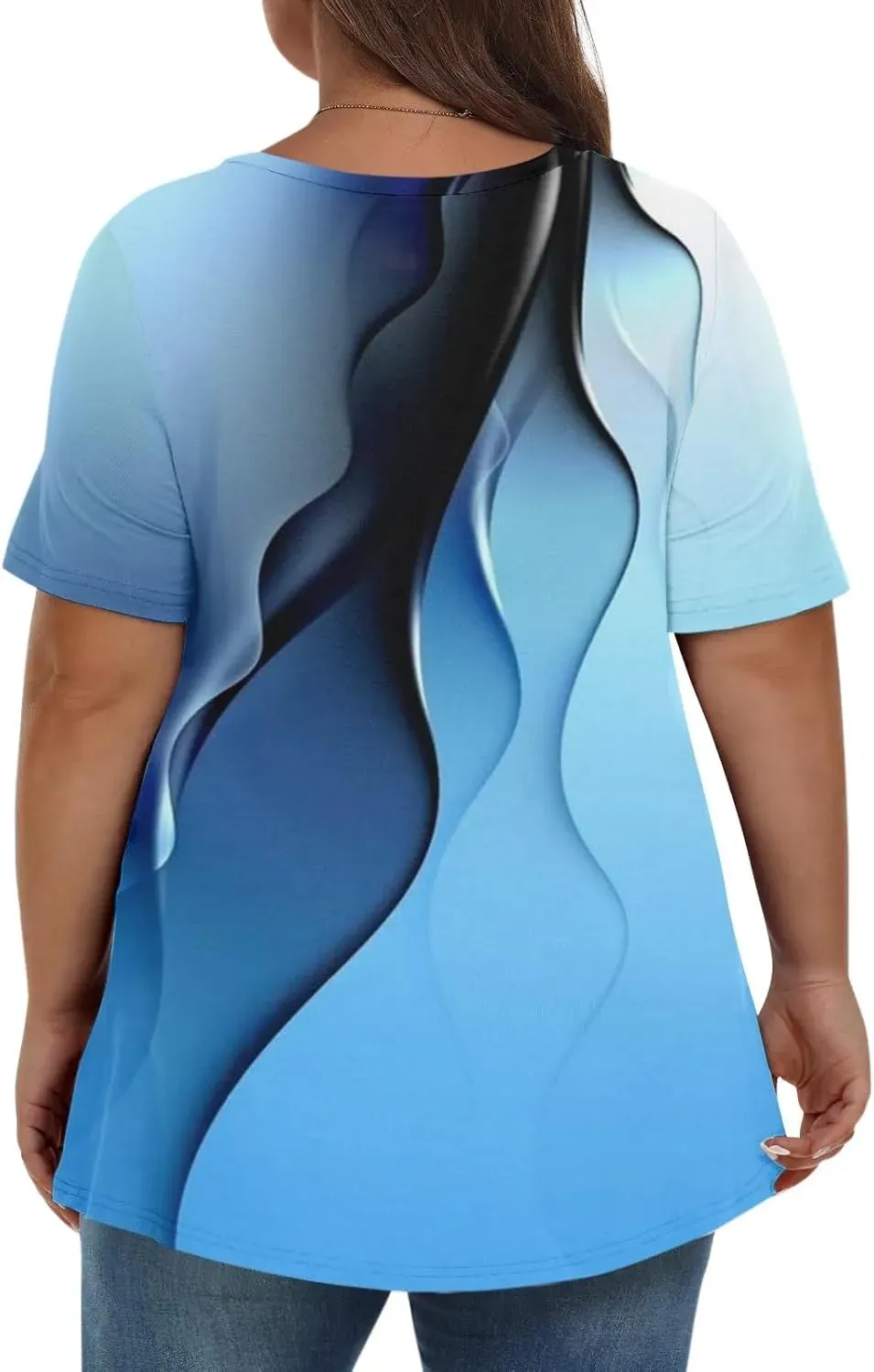 Plus Size Tops for Women Dressy Short Sleeve V Neck Shirts for Women Summer Tops for Women 2024 Floral Print Top