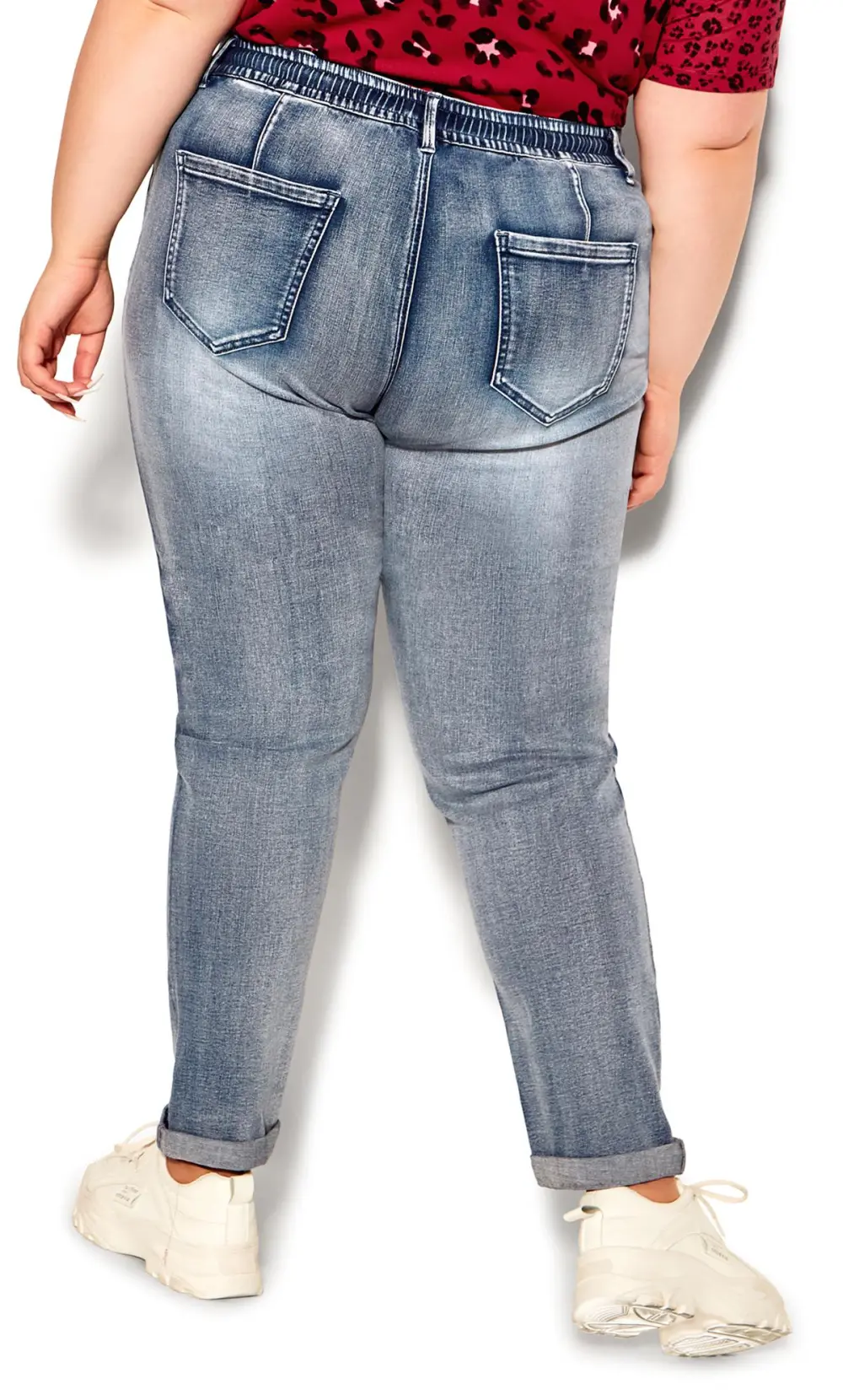 Evans Blue Washed Distressed Drawstring Jeans