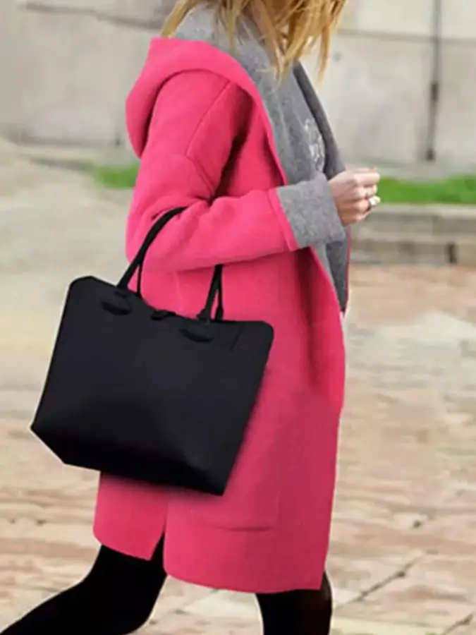 Women's Autumn And Winter Mid-Length Hooded Woolen Coat