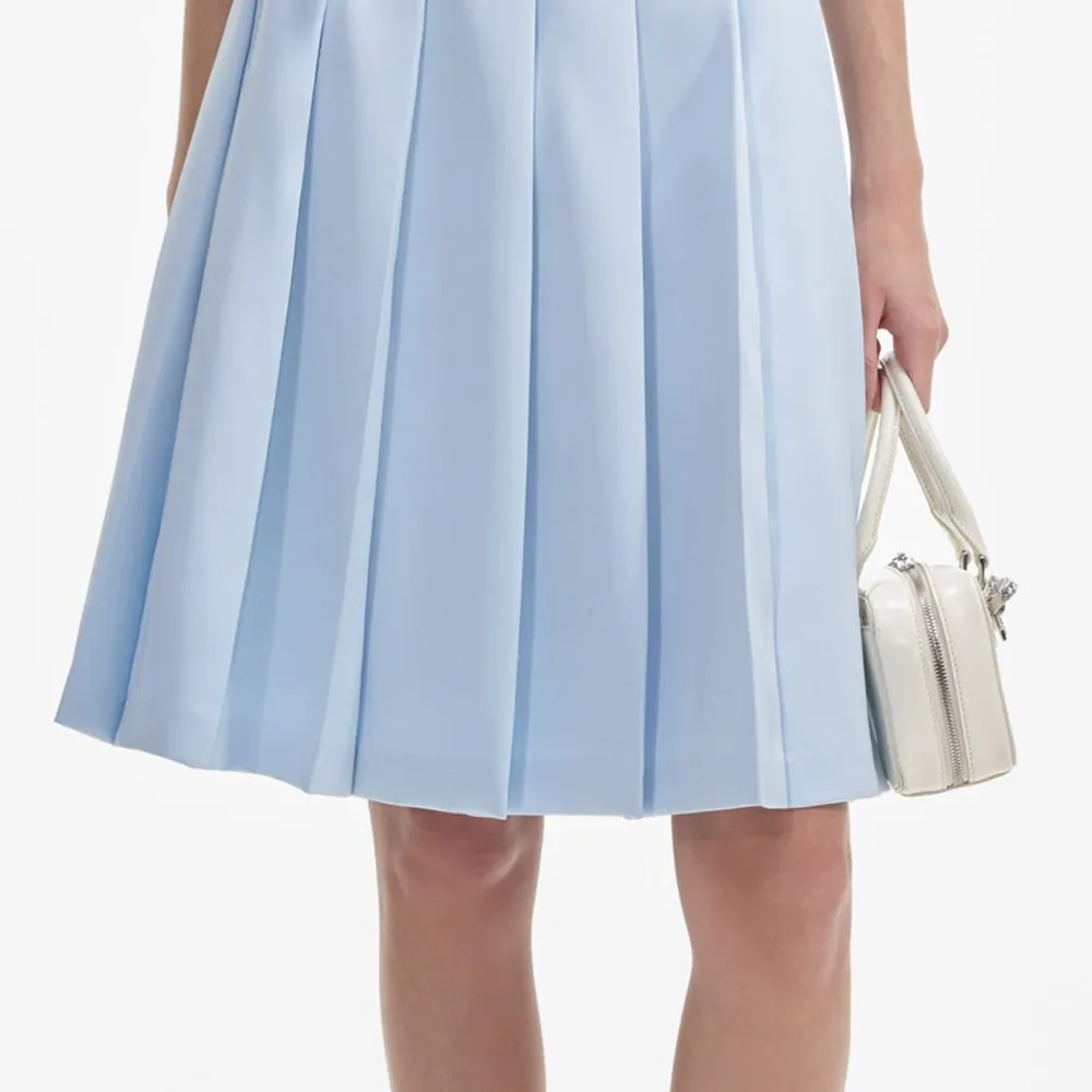 Blue Satin Midi Skirt