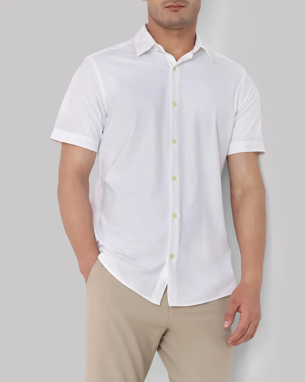 Leisure Simple Slim-Fit Breathable White Shirt