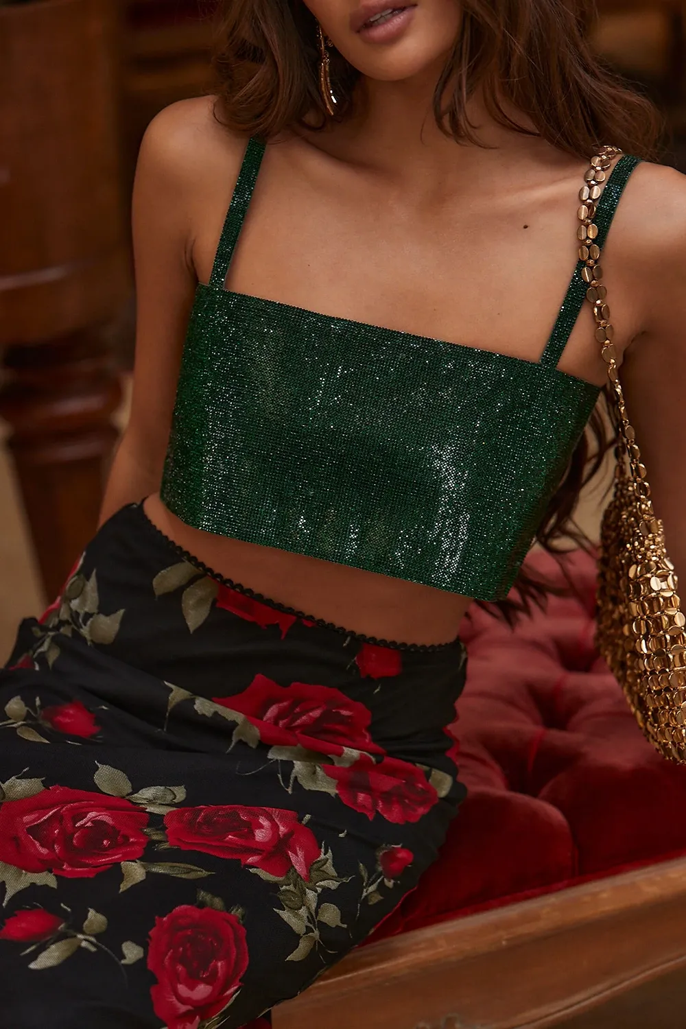 Rhinestone Short Camisole Top