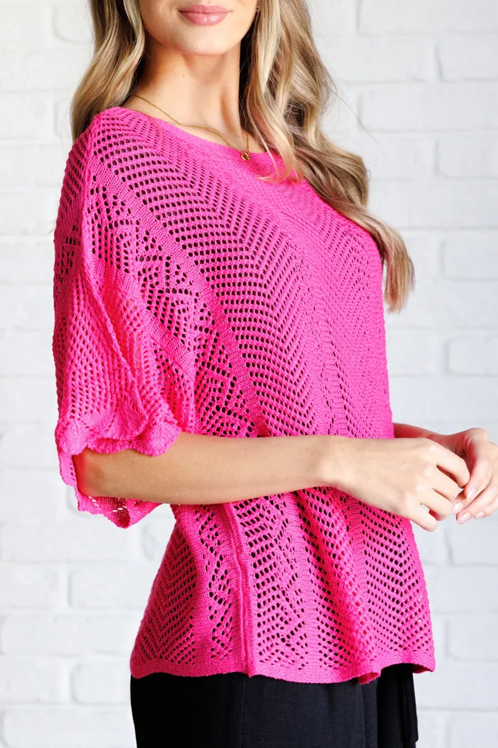Classic Pink Simple Temperament Knitted Top