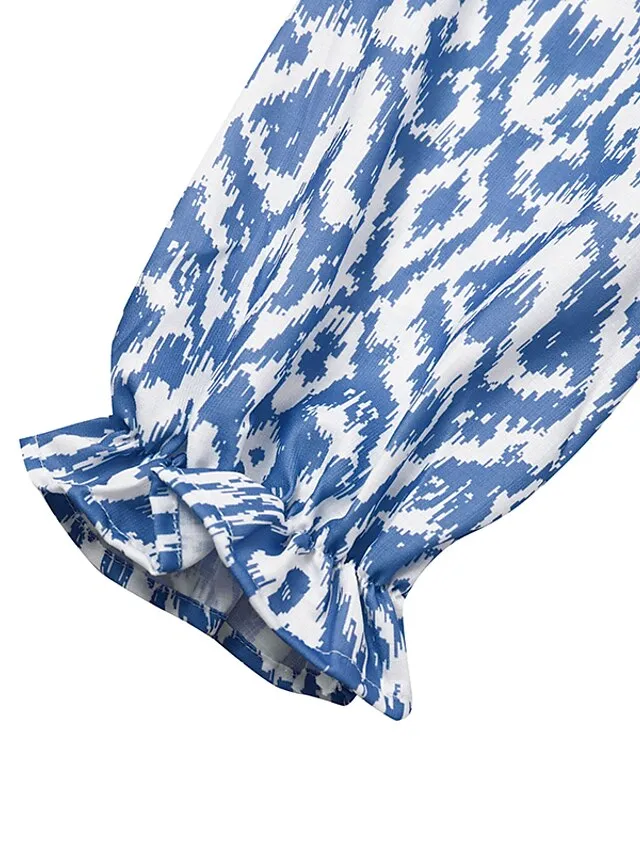 Women‘s A Line Dress Maxi long Dress Purple Half Sleeve Print Ruched Print Spring Summer V Neck Casual Vacation 2023 3XL