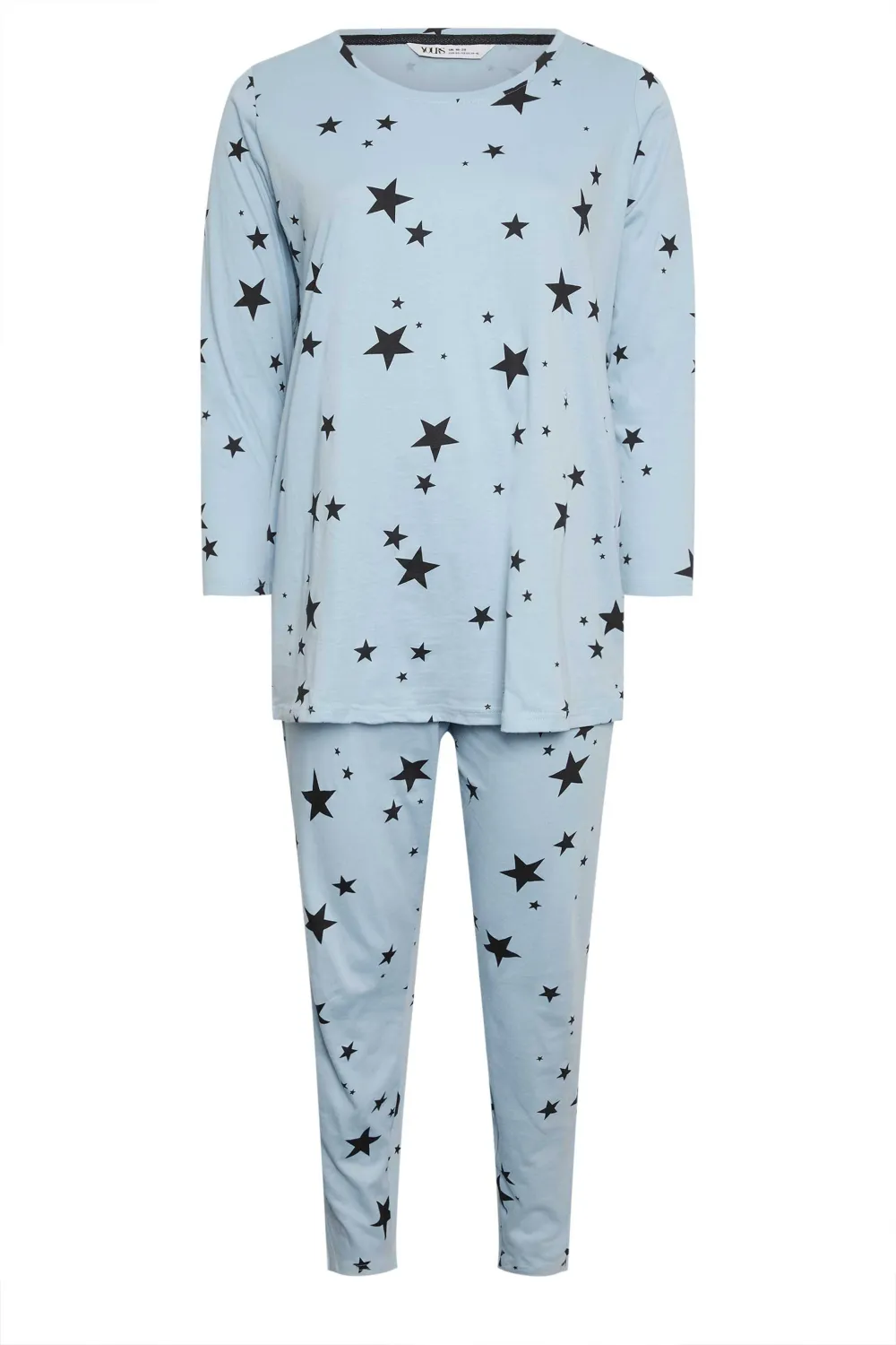 YOURS Curve Light Blue Star Print Tapered Pyjama Set