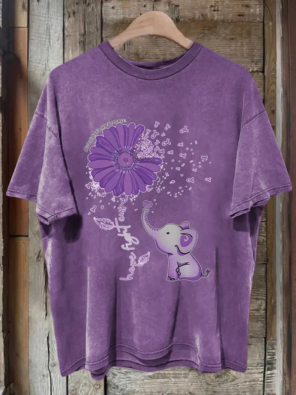 Men'S Alzheimer'S Awareness Letter Pattern Printed T-Shirt