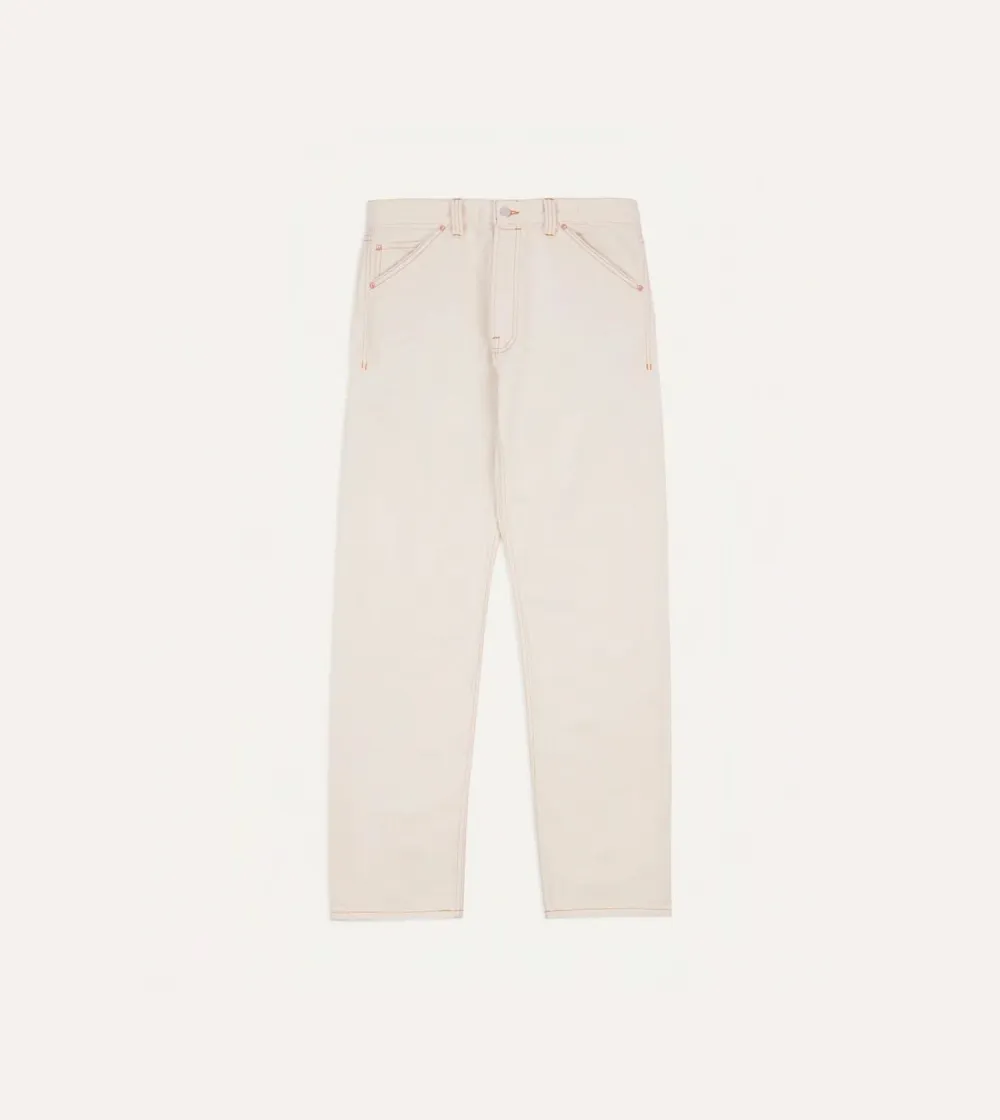 Ecru Selvedge Denim Contrast Stitch Five-Pocket Jeans