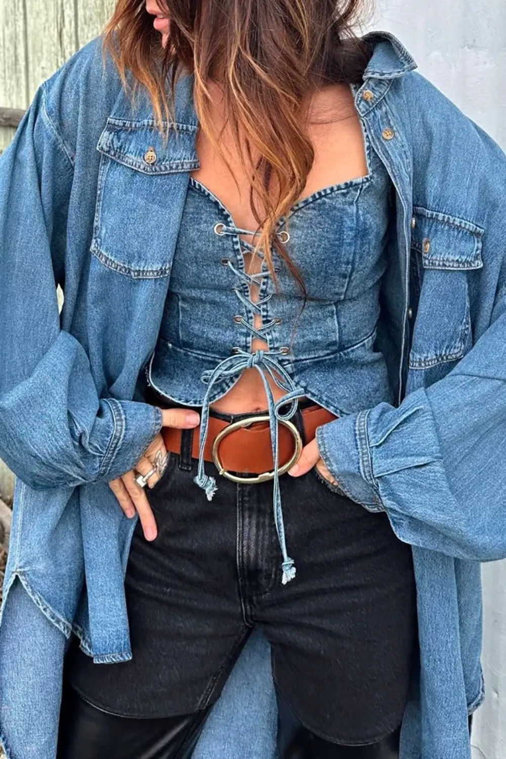 Chest Strap Denim Suspenders