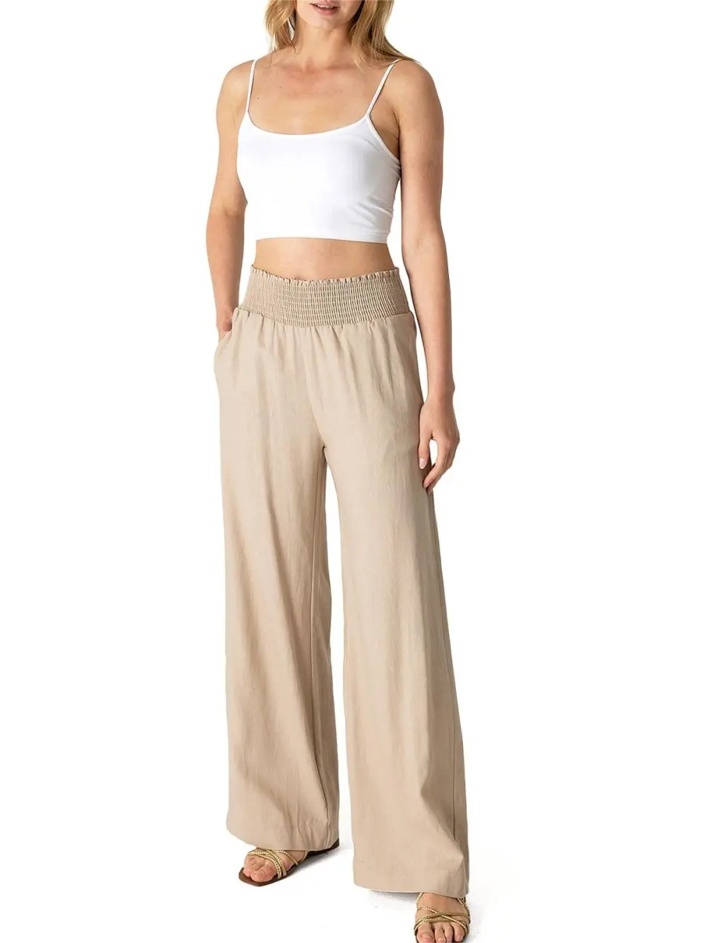 Elastic Waist Linen Pants