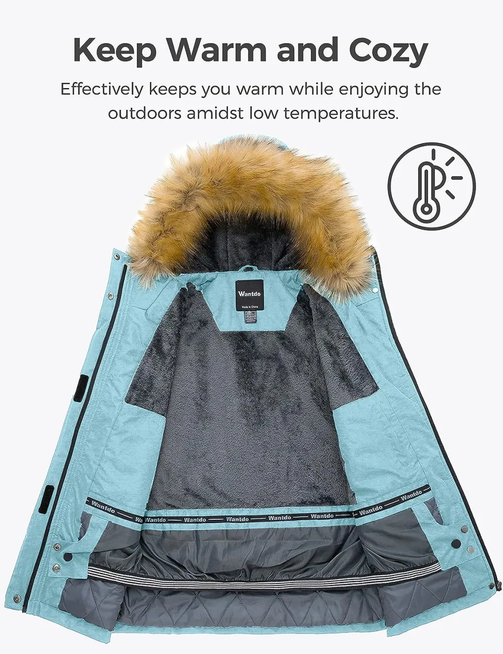 Women's Waterproof Ski Jacket Hooded Winter Snow Coat Mountain Snowboarding Jackets Insulated Fleece Parka