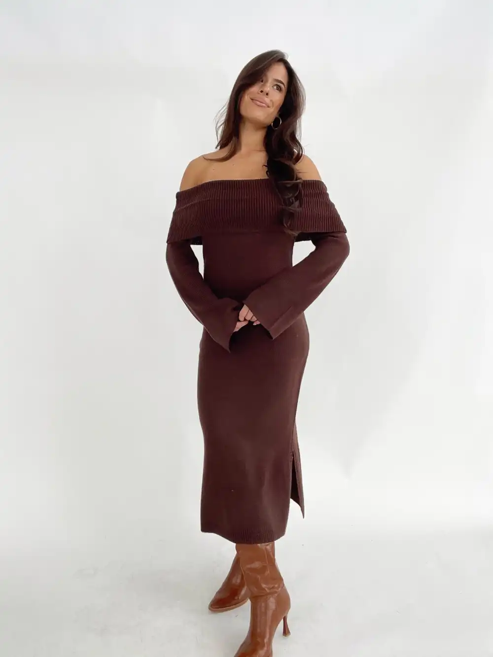 Chocolate Off The Shoulder Dress