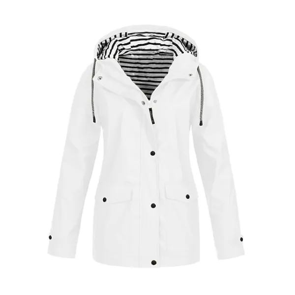 Women's Raincoat Waterproof Jacket Winter Windproof Trench Coat Fall Outdoor Hiking Jacket Winter Coat Zip up Hooded Jacket with Pocket Warm Outerwear Long Sleeve Pink Yellow White Gray