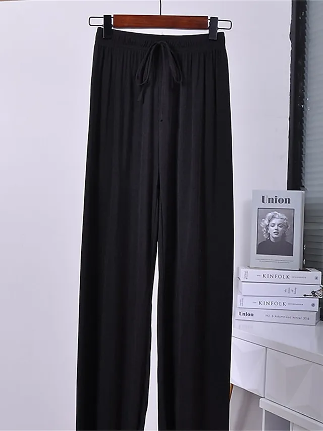 Women's Wide Leg Chinos Pants Trousers Full Length Baggy Micro-elastic Mid Waist Streetwear Lightweight Outdoor Causal Black Pink S M Summer Spring