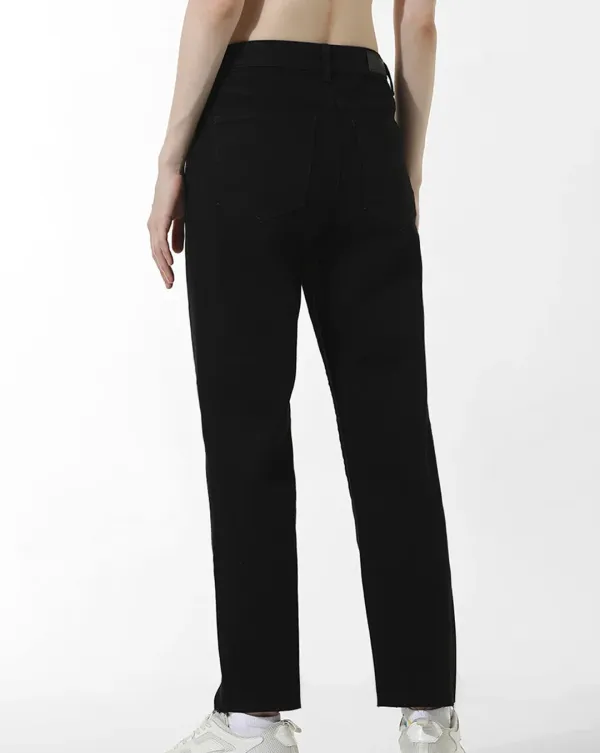 Black High Rise Straight Fit Jeans