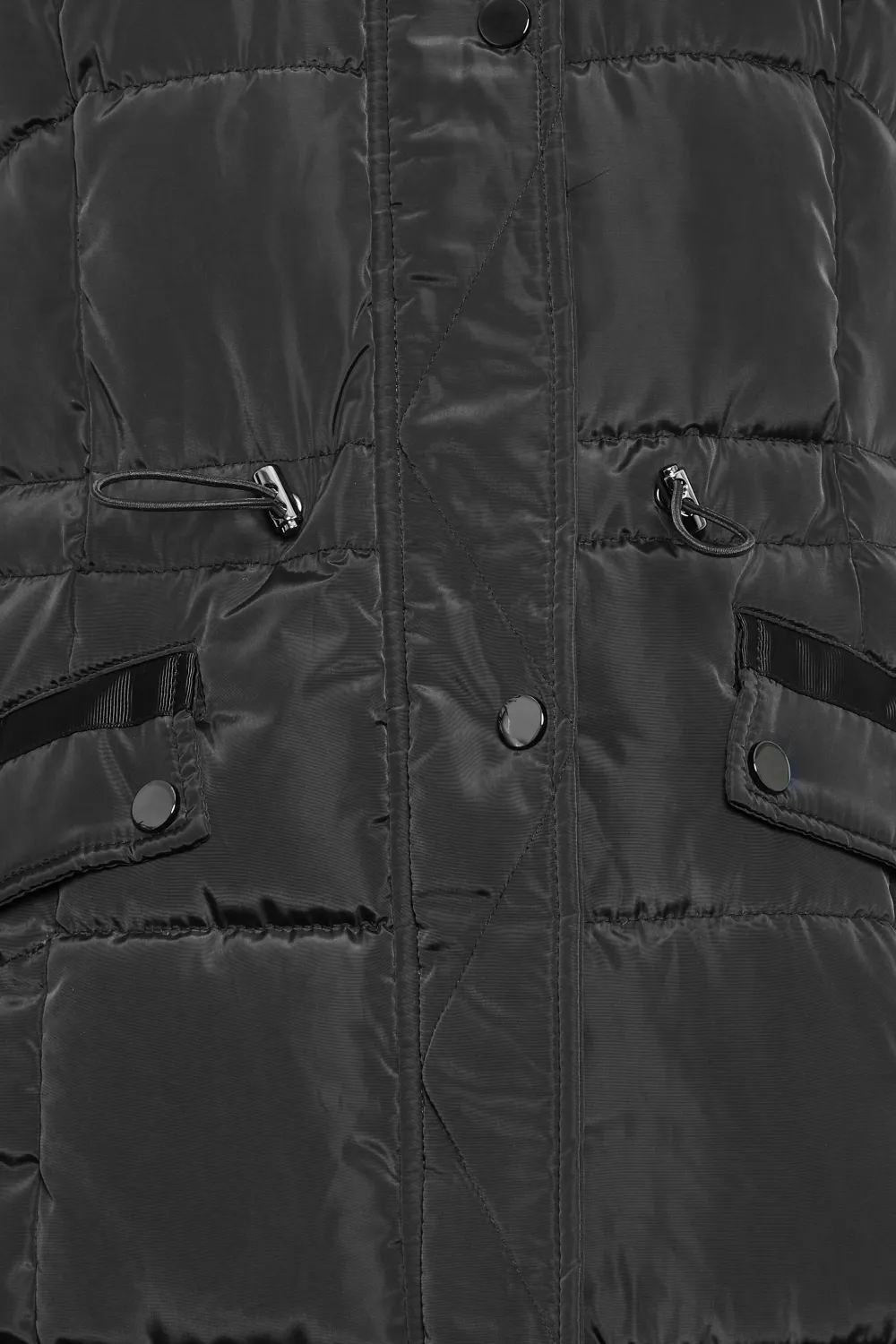 LTS Tall Black Faux Fur Trim Hooded Midi Gilet