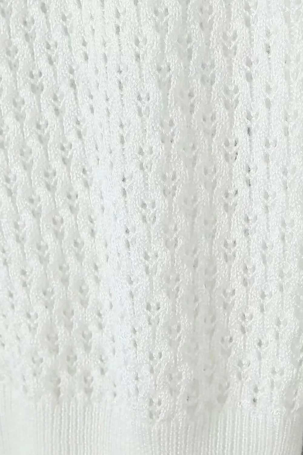 Preppy Crew Neck Button Up Long Sleeve Pointelle Knit Cropped Cardigan