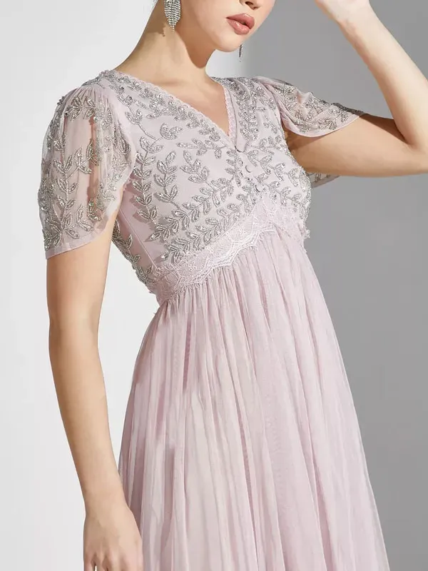 Sequin Detail Ruffle Dress