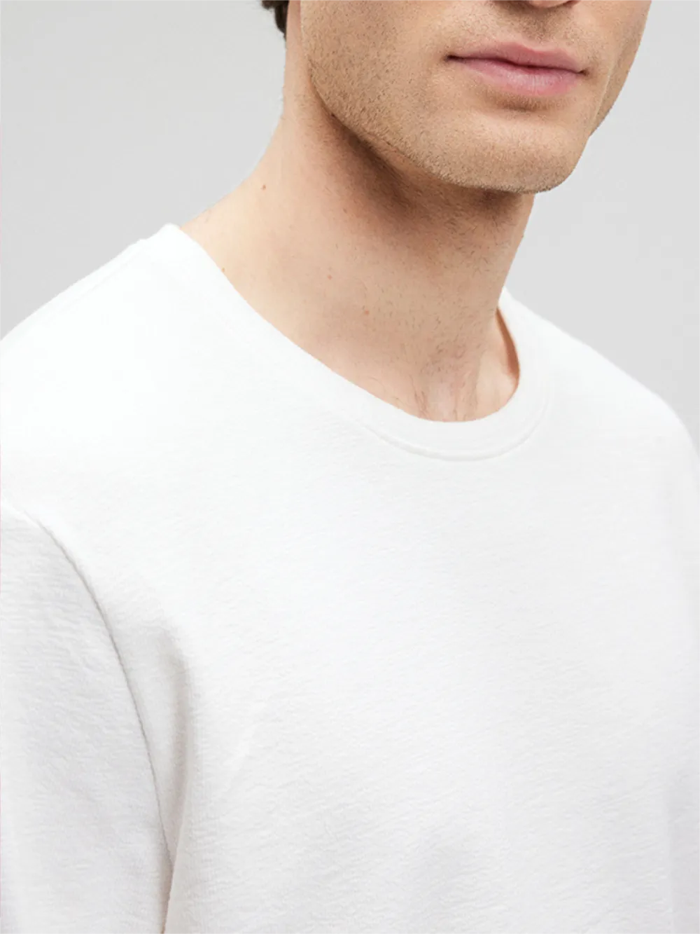 Simple White Long - Sleeve T - Shirt for Men