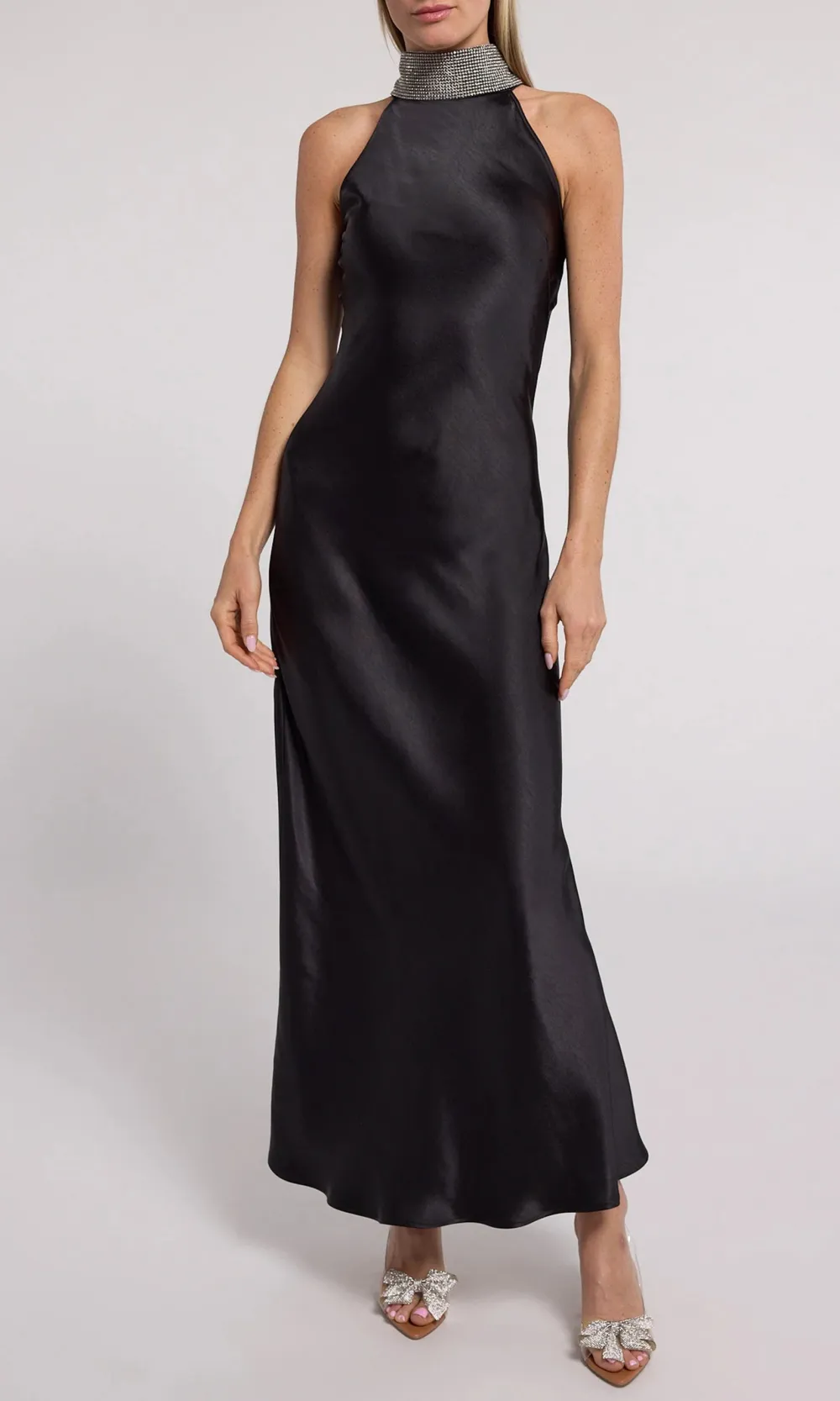 Rhinestone Halter Maxi Dress