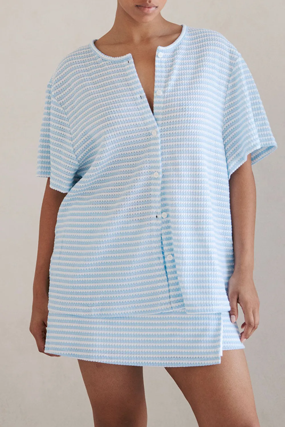 Striped Loose Fit Short Sleeve Shirt