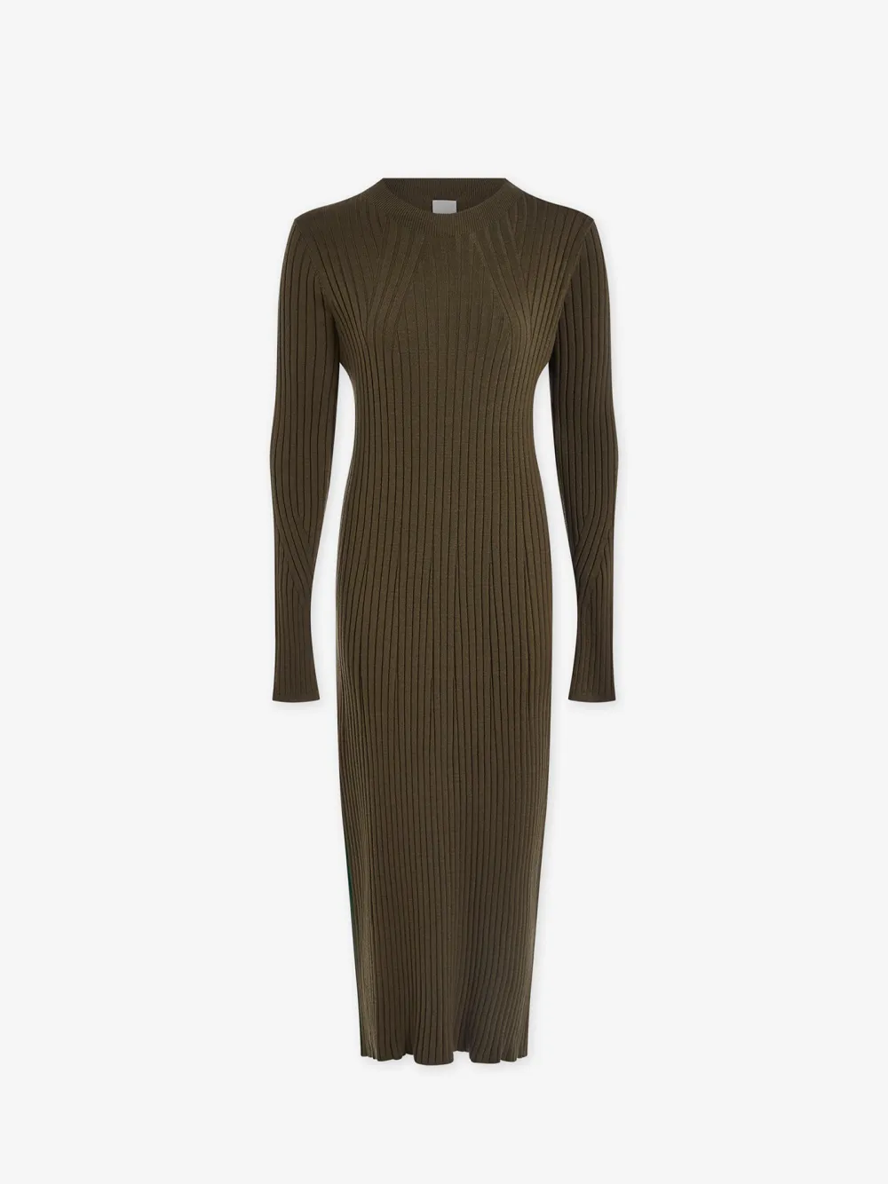 Olive Rib Knit Midi Dress