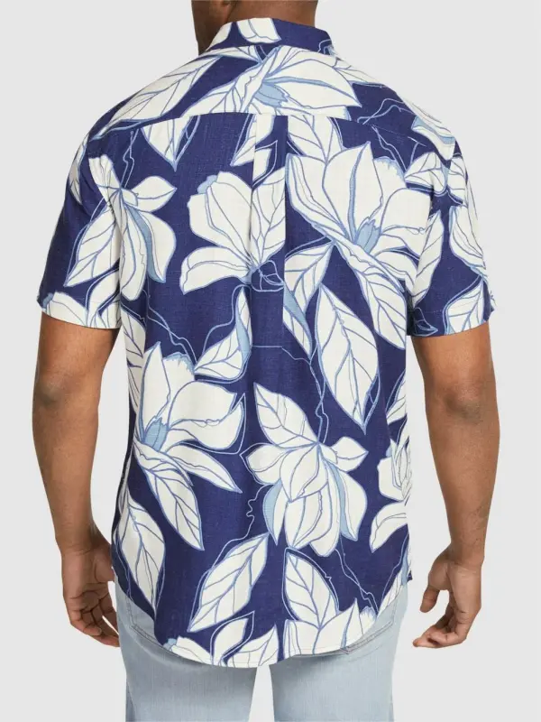 NAVY PRINTED SHORT SLEEVE SHIRT